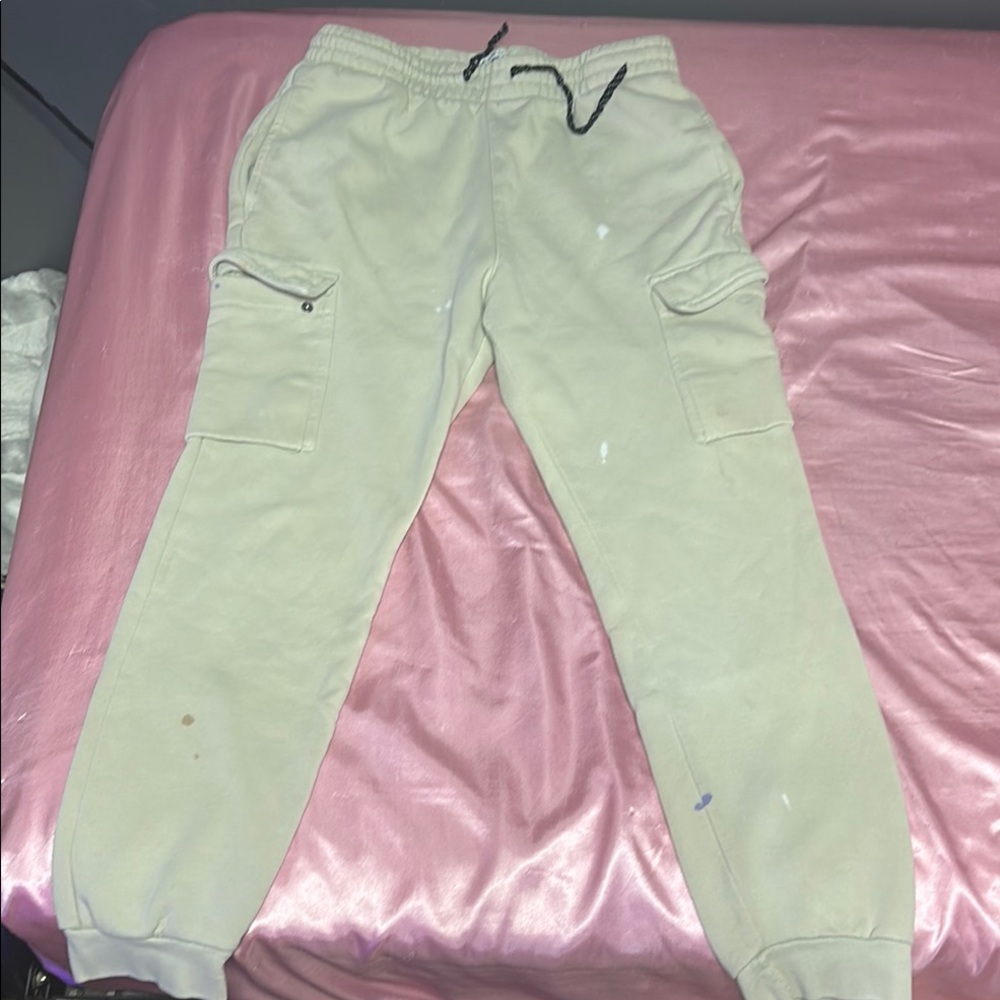 Kids Beige Cargo Joggers